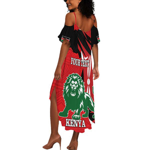 Personalized Jamhuri Day 1963 Summer Maxi Dress Angry Lion With African Shield