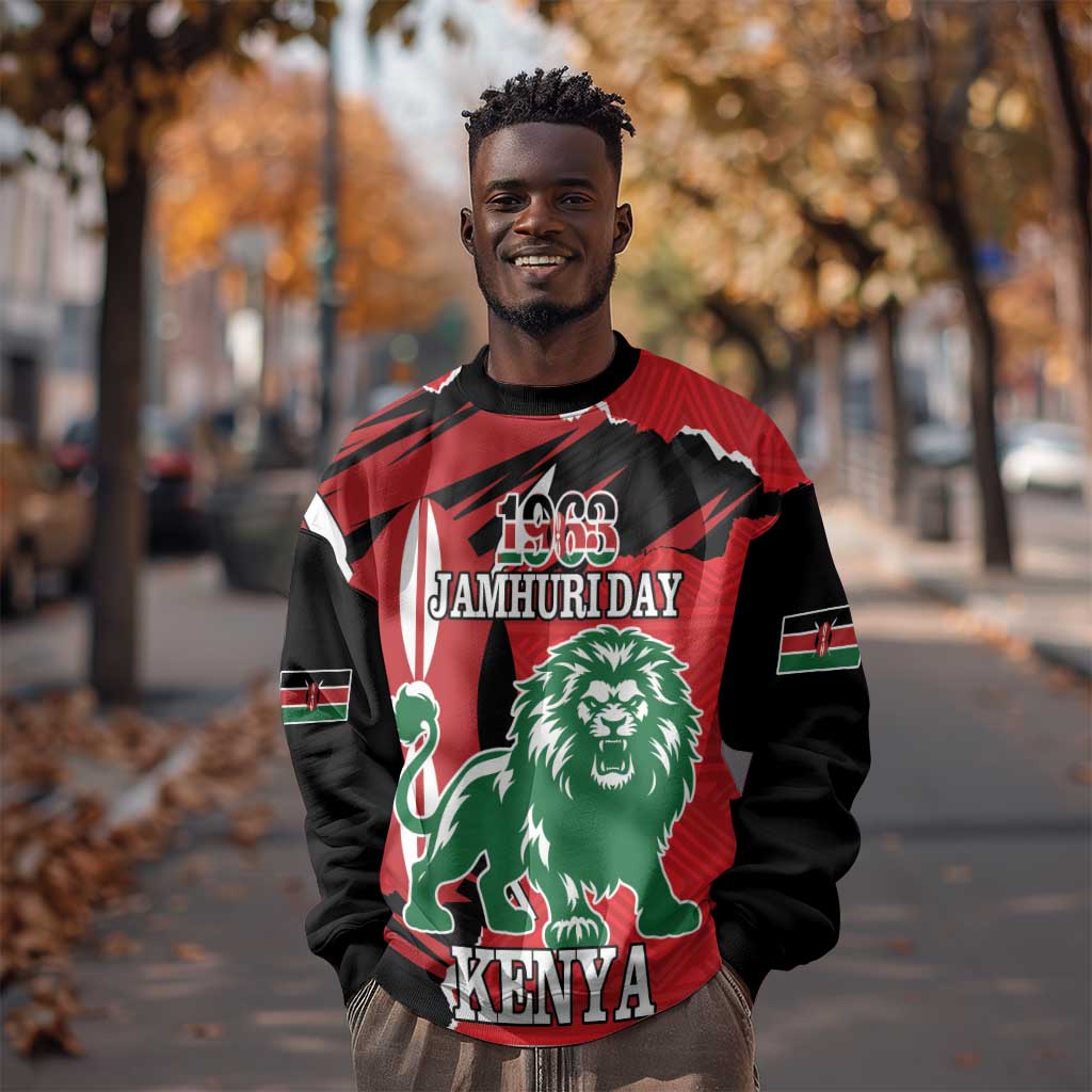 Personalized Jamhuri Day 1963 Sweatshirt Angry Lion With African Shield