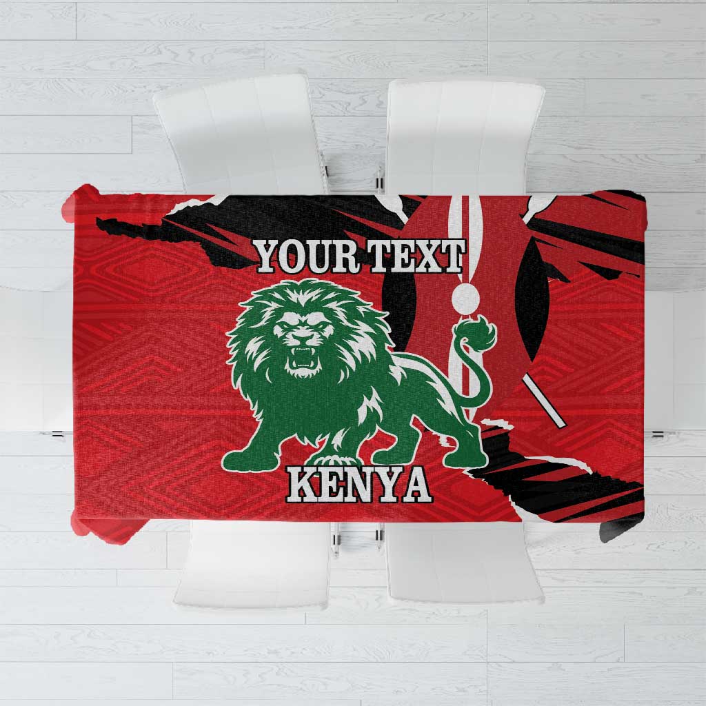 Personalized Jamhuri Day 1963 Tablecloth Angry Lion With African Shield