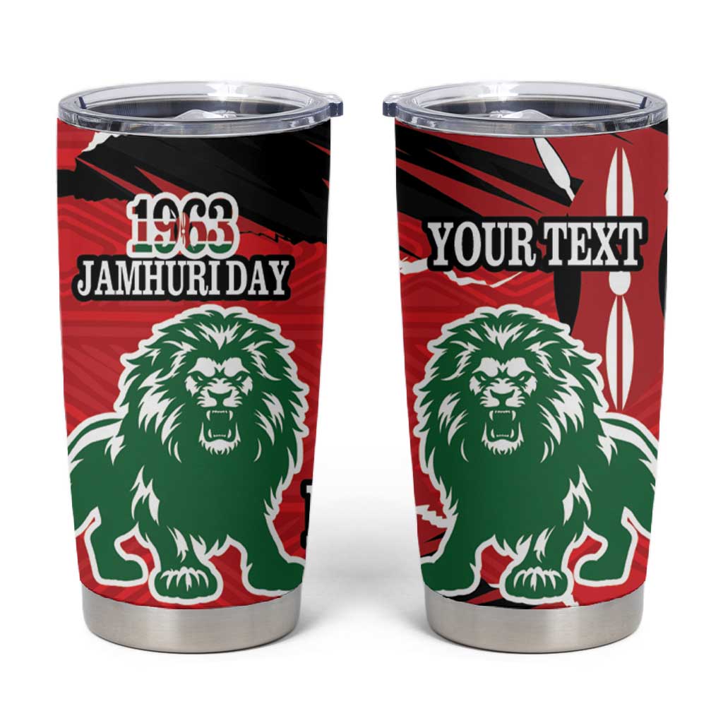 Personalized Jamhuri Day 1963 Tumbler Cup Angry Lion With African Shield