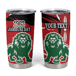 Personalized Jamhuri Day 1963 Tumbler Cup Angry Lion With African Shield