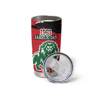 Personalized Jamhuri Day 1963 Tumbler Cup Angry Lion With African Shield