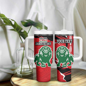 Personalized Jamhuri Day 1963 Tumbler With Handle Angry Lion With African Shield