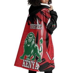 Personalized Jamhuri Day 1963 Wearable Blanket Hoodie Angry Lion With African Shield