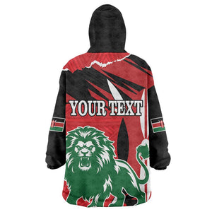 Personalized Jamhuri Day 1963 Wearable Blanket Hoodie Angry Lion With African Shield