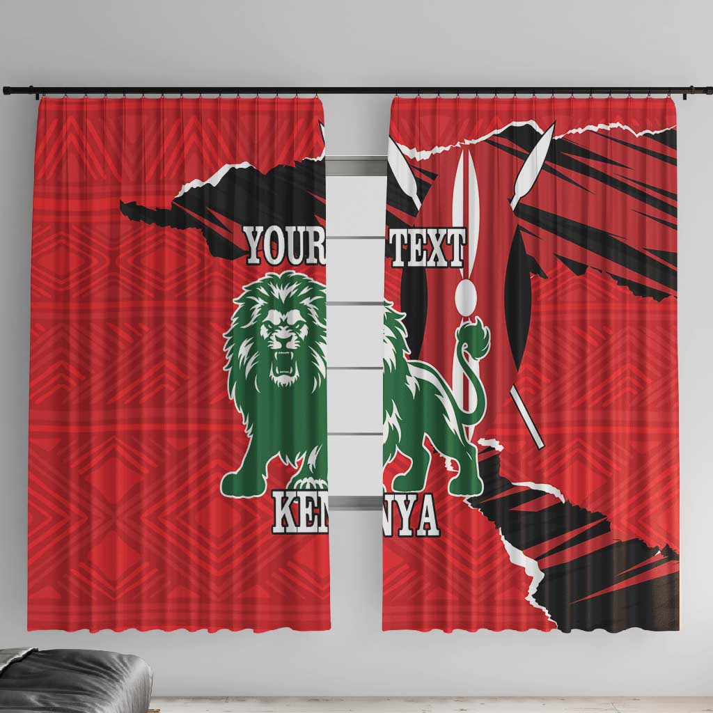 Personalized Jamhuri Day 1963 Window Curtain Angry Lion With African Shield