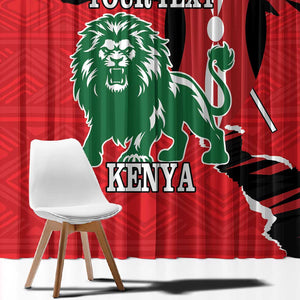 Personalized Jamhuri Day 1963 Window Curtain Angry Lion With African Shield