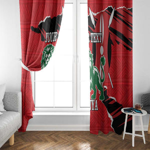 Personalized Jamhuri Day 1963 Window Curtain Angry Lion With African Shield