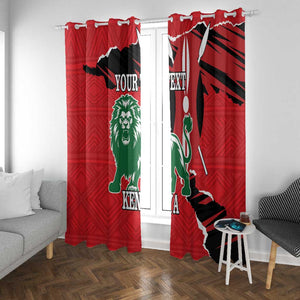 Personalized Jamhuri Day 1963 Window Curtain Angry Lion With African Shield