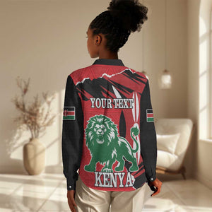 Personalized Jamhuri Day 1963 Women Casual Shirt Angry Lion With African Shield