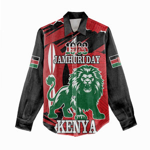 Personalized Jamhuri Day 1963 Women Casual Shirt Angry Lion With African Shield