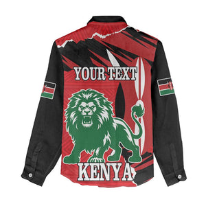 Personalized Jamhuri Day 1963 Women Casual Shirt Angry Lion With African Shield