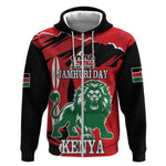 Personalized Jamhuri Day 1963 Zip Hoodie Angry Lion With African Shield