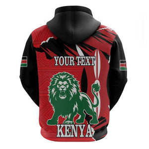 Personalized Jamhuri Day 1963 Zip Hoodie Angry Lion With African Shield