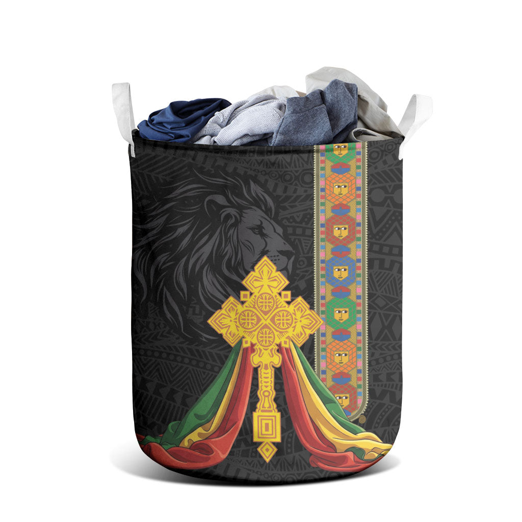Ethiopia Lion Cross Laundry Basket Habesha Heritage Style