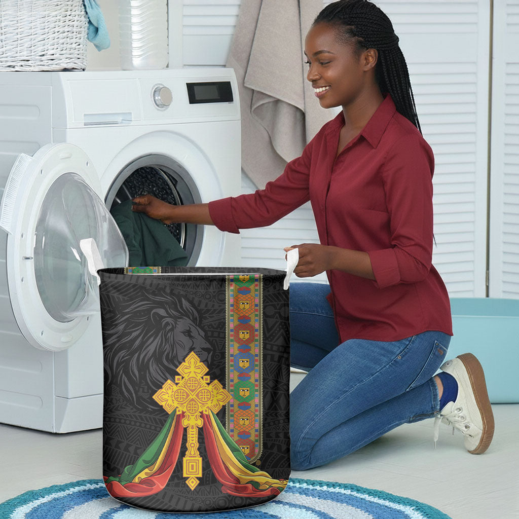 Ethiopia Lion Cross Laundry Basket Habesha Heritage Style