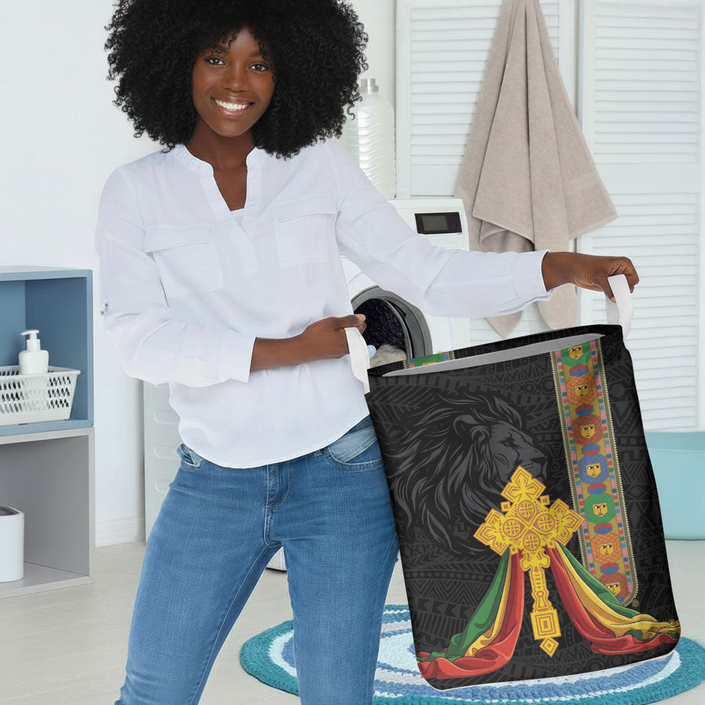 Ethiopia Lion Cross Laundry Basket Habesha Heritage Style
