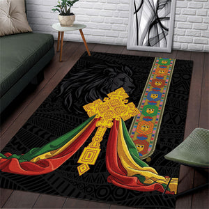 Ethiopia Lion Cross Area Rug Habesha Heritage Style