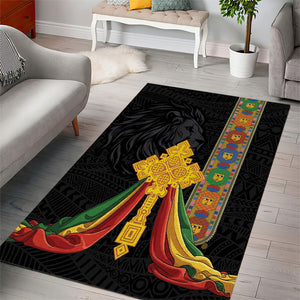 Ethiopia Lion Cross Area Rug Habesha Heritage Style