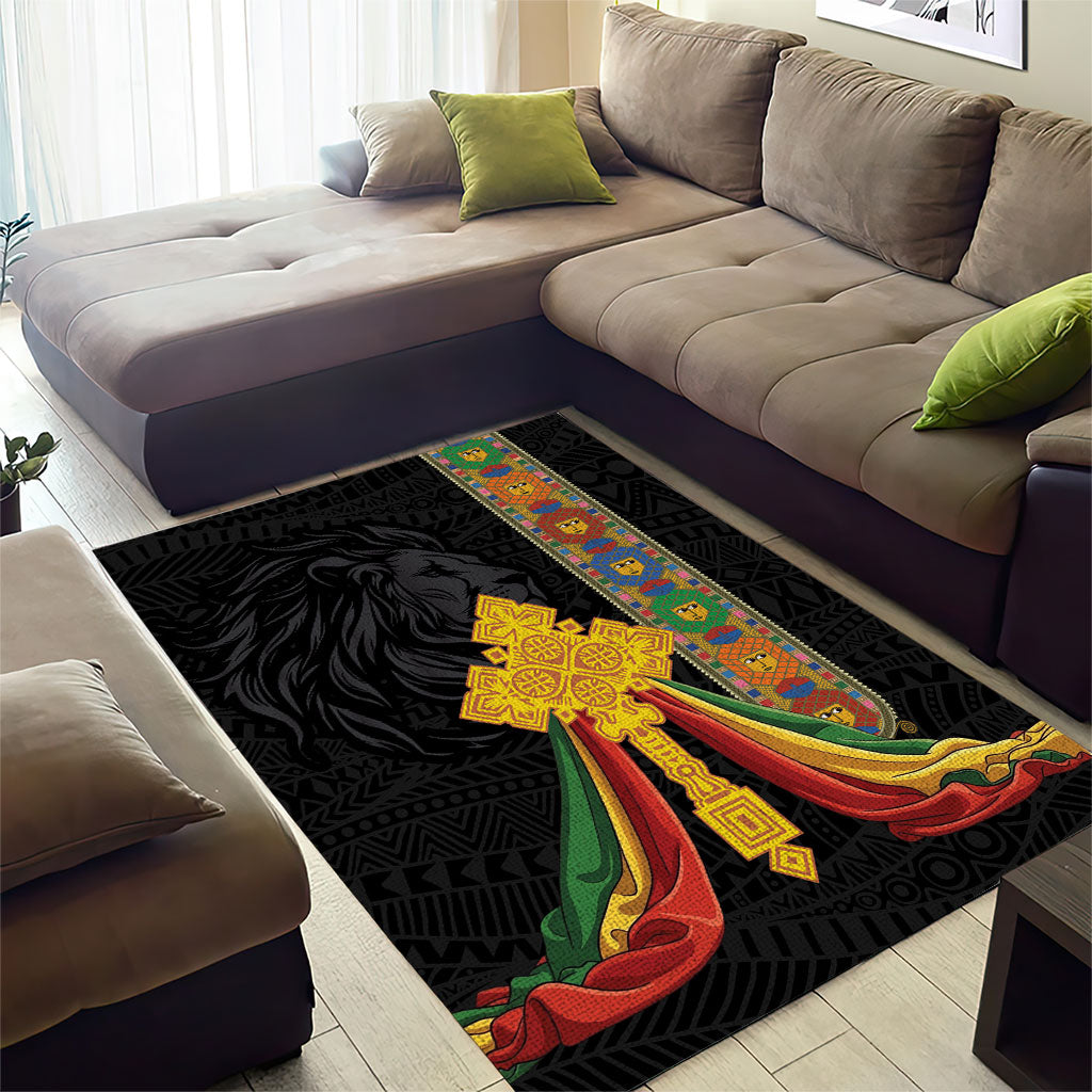 Ethiopia Lion Cross Area Rug Habesha Heritage Style