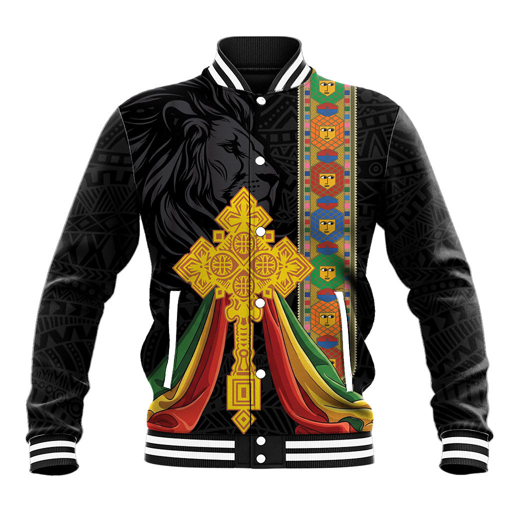 Ethiopia Lion Cross Baseball Jacket Habesha Heritage Style