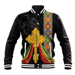 Ethiopia Lion Cross Baseball Jacket Habesha Heritage Style
