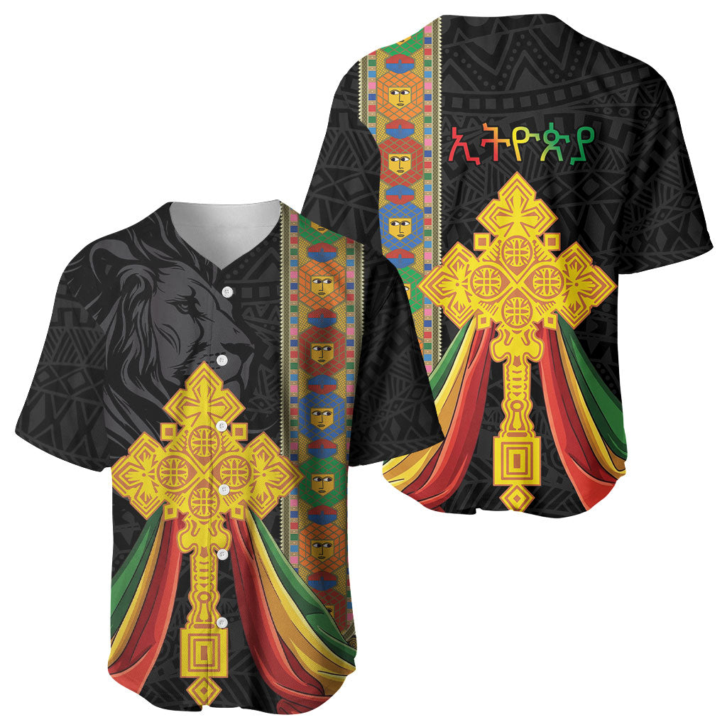Ethiopia Lion Cross Baseball Jersey Habesha Heritage Style