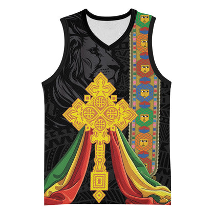 Ethiopia Lion Cross Basketball Jersey Habesha Heritage Style