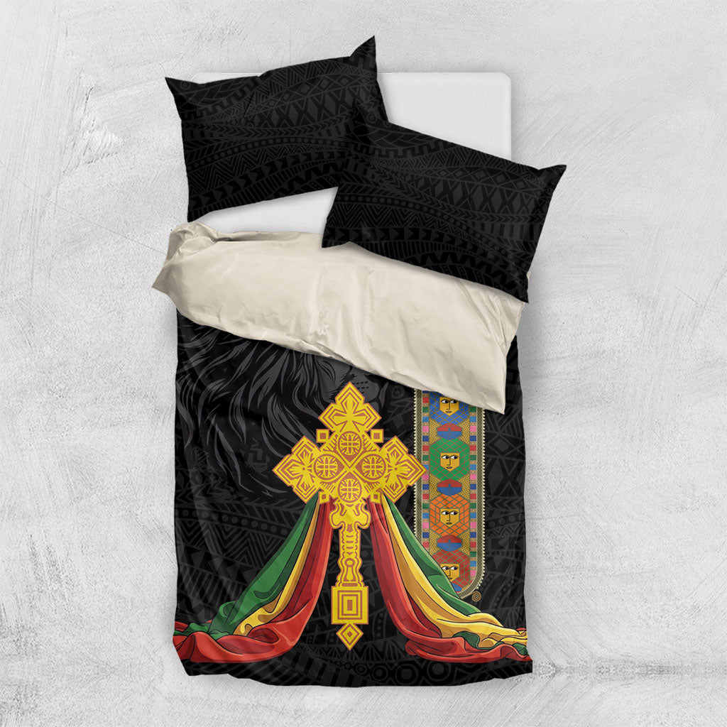 Ethiopia Lion Cross Bedding Set Habesha Heritage Style