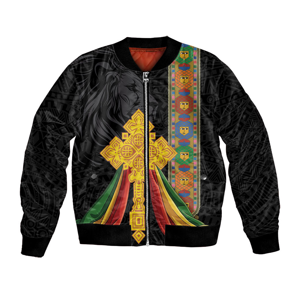 Ethiopia Lion Cross Bomber Jacket Habesha Heritage Style