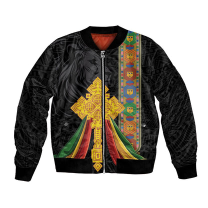 Ethiopia Lion Cross Bomber Jacket Habesha Heritage Style