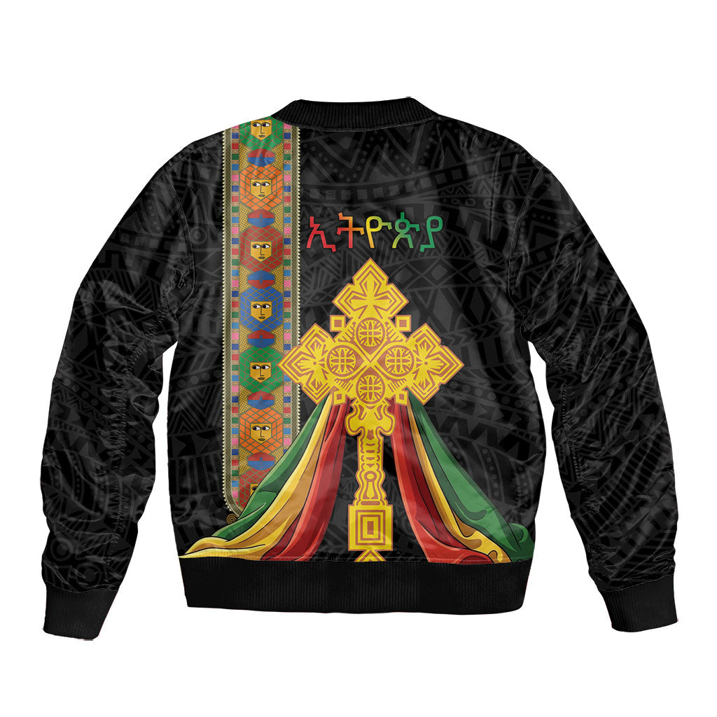 Ethiopia Lion Cross Bomber Jacket Habesha Heritage Style