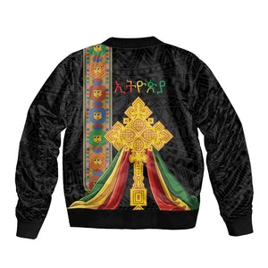 Ethiopia Lion Cross Bomber Jacket Habesha Heritage Style