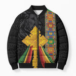 Ethiopia Lion Cross Bomber Puffer Jacket Habesha Heritage Style