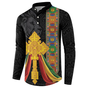 Ethiopia Lion Cross Button Sweatshirt Habesha Heritage Style