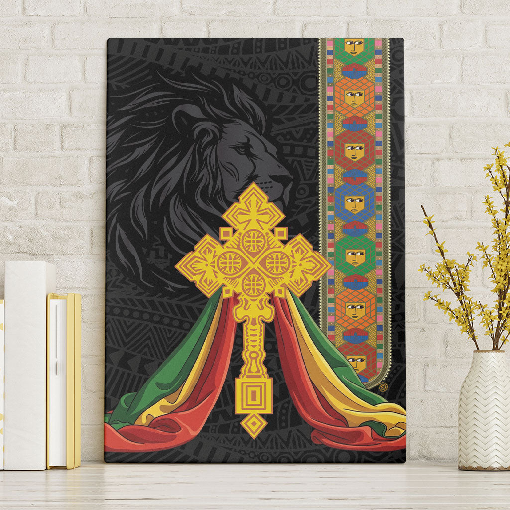Ethiopia Lion Cross Canvas Wall Art Habesha Heritage Style