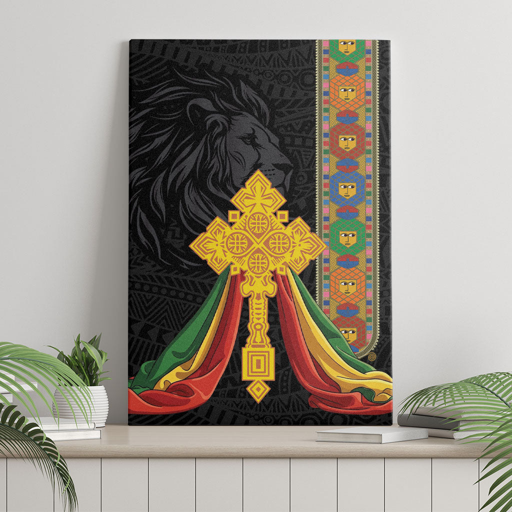 Ethiopia Lion Cross Canvas Wall Art Habesha Heritage Style