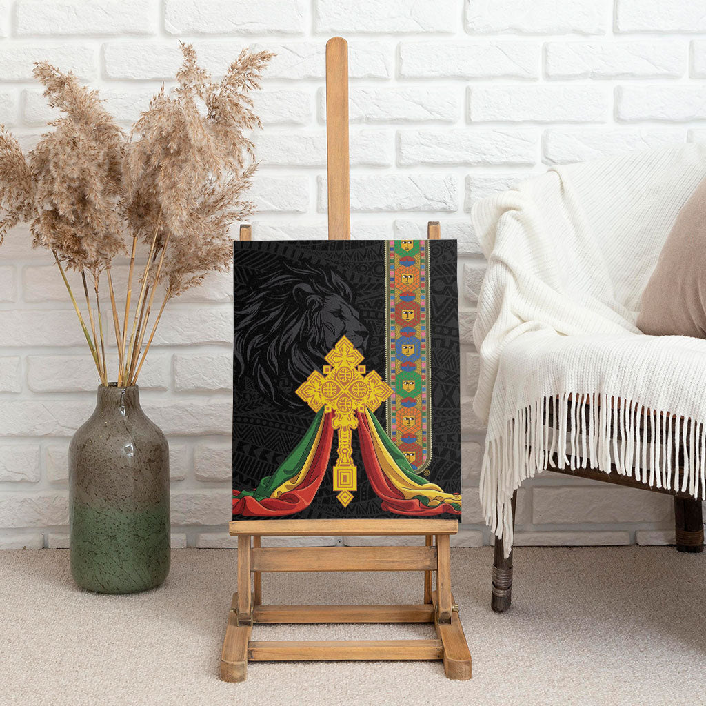 Ethiopia Lion Cross Canvas Wall Art Habesha Heritage Style