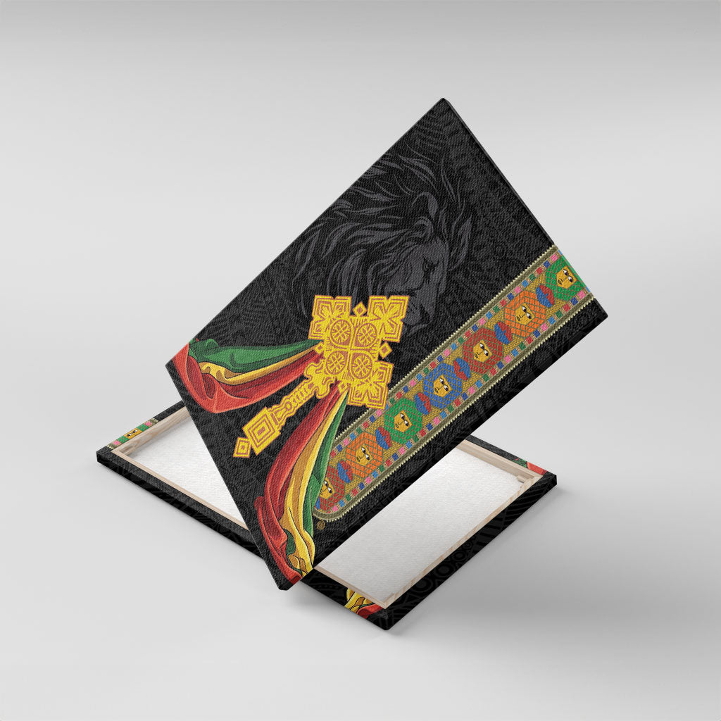 Ethiopia Lion Cross Canvas Wall Art Habesha Heritage Style