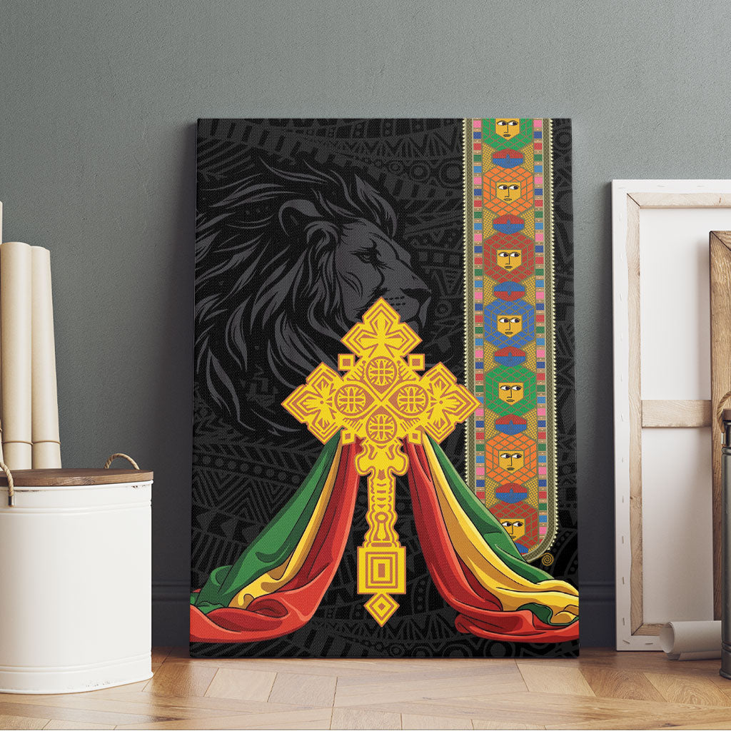 Ethiopia Lion Cross Canvas Wall Art Habesha Heritage Style