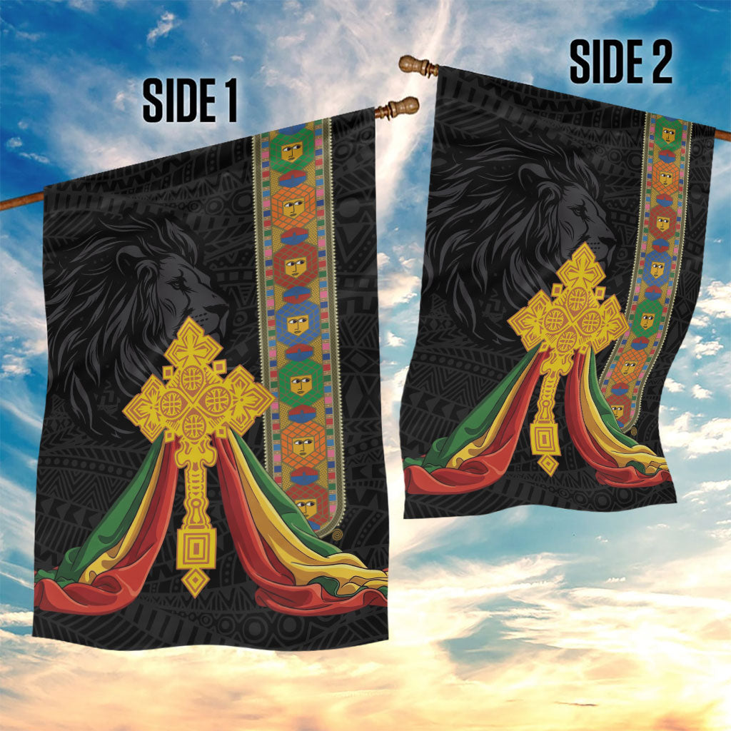 Ethiopia Lion Cross Garden Flag Habesha Heritage Style