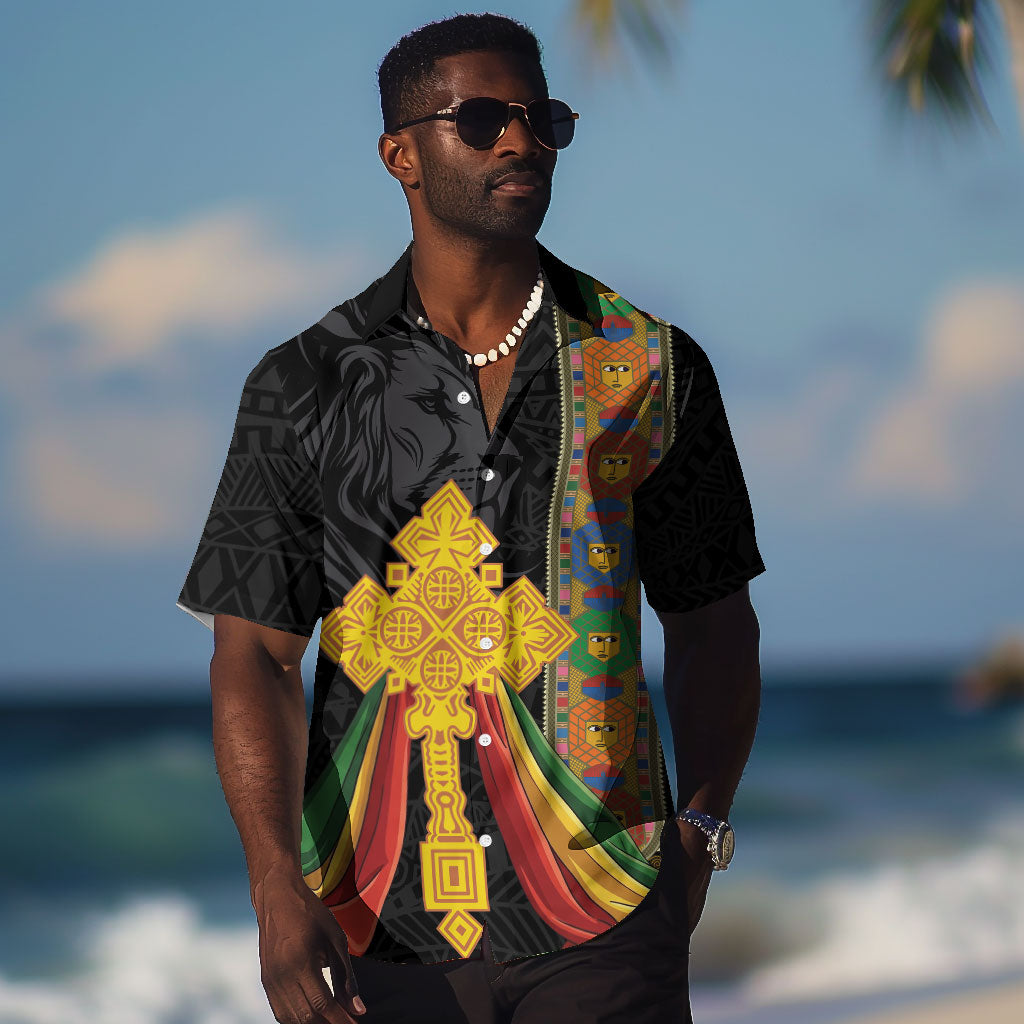 Ethiopia Lion Cross Hawaiian Shirt Habesha Heritage Style
