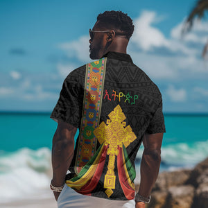 Ethiopia Lion Cross Hawaiian Shirt Habesha Heritage Style