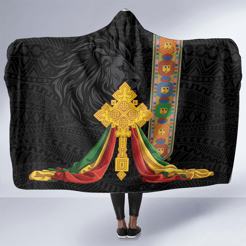 Ethiopia Lion Cross Hooded Blanket Habesha Heritage Style