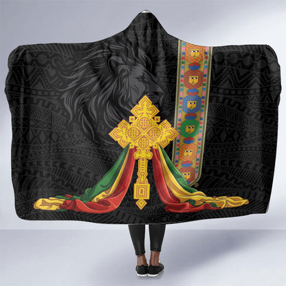 Ethiopia Lion Cross Hooded Blanket Habesha Heritage Style