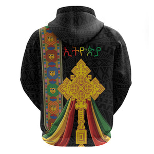 Ethiopia Lion Cross Hoodie Habesha Heritage Style