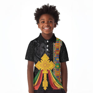 Ethiopia Lion Cross Kid Polo Shirt Habesha Heritage Style
