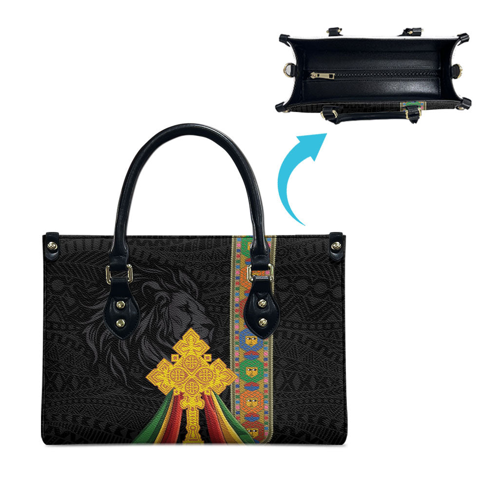 Ethiopia Lion Cross Leather Bag Habesha Heritage Style