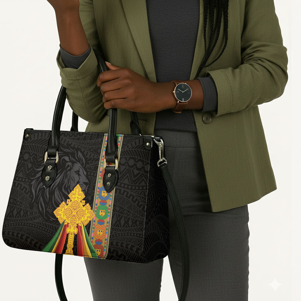 Ethiopia Lion Cross Leather Bag Habesha Heritage Style
