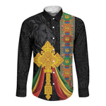 Ethiopia Lion Cross Long Sleeve Button Shirt Habesha Heritage Style